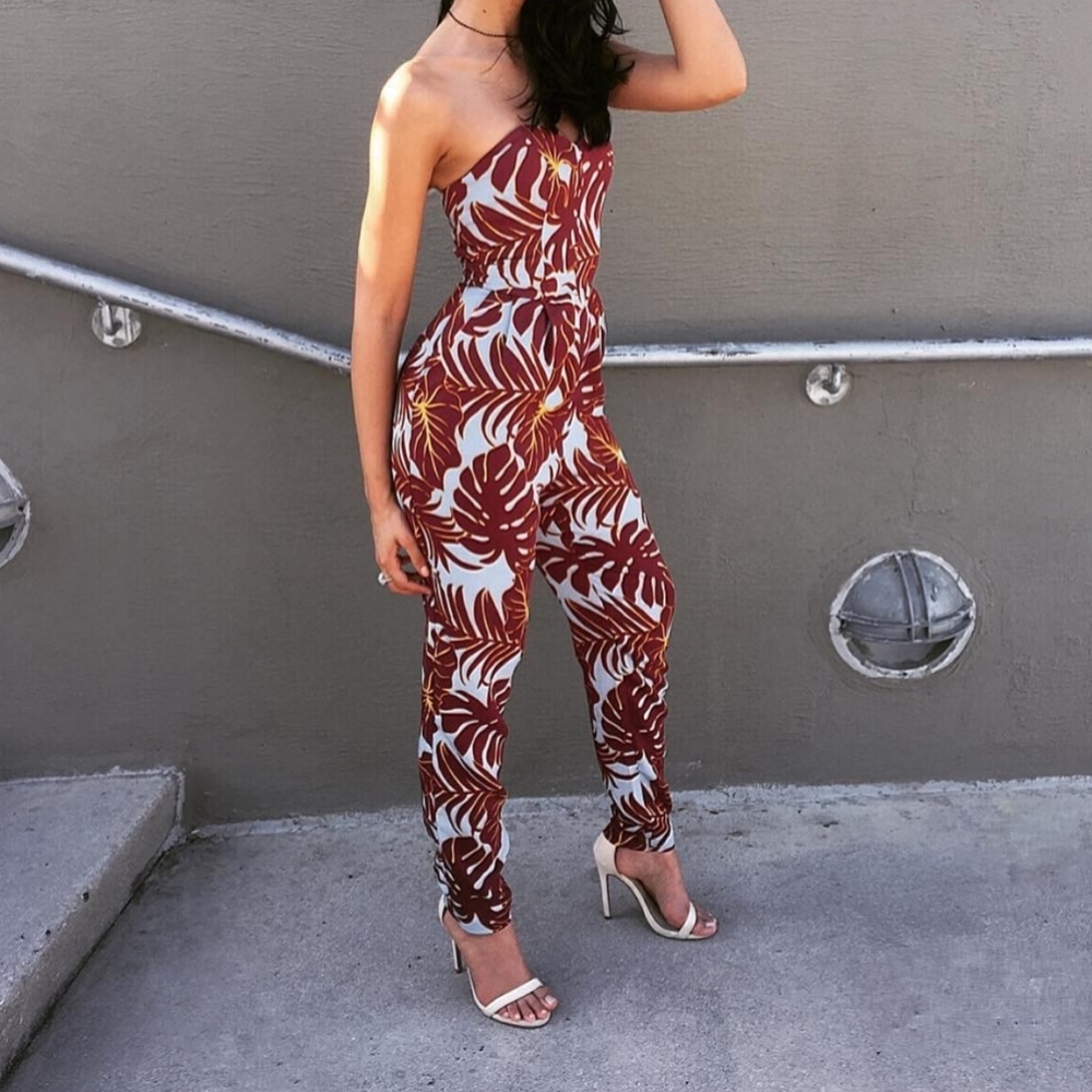 H&M Conscious Strapless Tropical Jumpsuit
